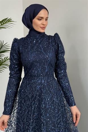 Mısra Simli Abiye Lacivert