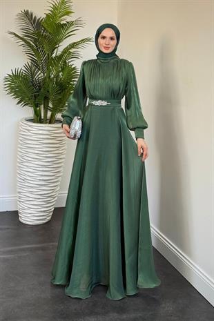 Molinna Beli Taşlı Janjan Abiye Zümrüt
