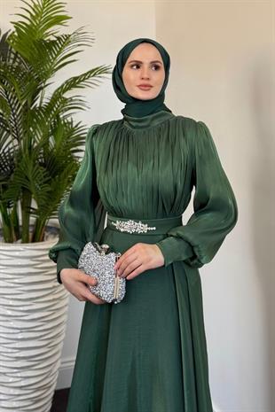 Molinna Beli Taşlı Janjan Abiye Zümrüt