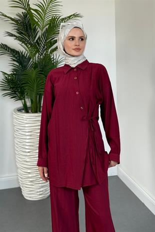 Narss Düğmeli Pantolun Takım Bordo