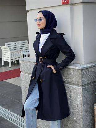 Nasa Apoletli Trençkot Lacivert