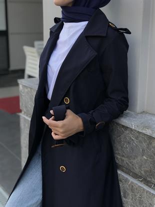 Nasa Apoletli Trençkot Lacivert