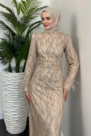 Natalia Simli Kalem Abiye Gold