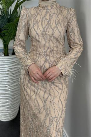 Natalia Simli Kalem Abiye Gold