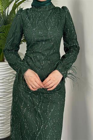 Natalia Simli Kalem Abiye Zümrüt