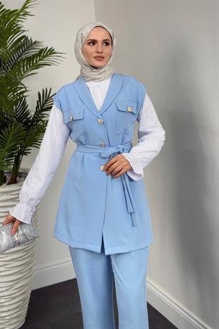 Nicolette Üçlü Pantolon Takım Bebe Mavisi