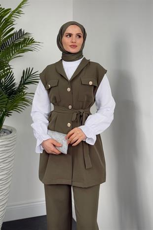 Nicolette Üçlü Pantolon Takım Haki