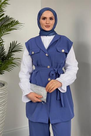 Nicolette Üçlü Pantolon Takım İndigo