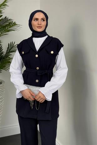 Nicolette Üçlü Pantolon Takım Lacivert