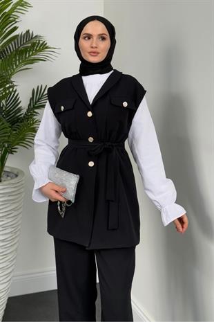 Nicolette Üçlü Pantolon Takım Siyah