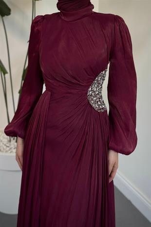 Nola Yanı Taşlı Jan Jan Abiye Mürdüm