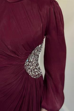 Nola Yanı Taşlı Jan Jan Abiye Mürdüm