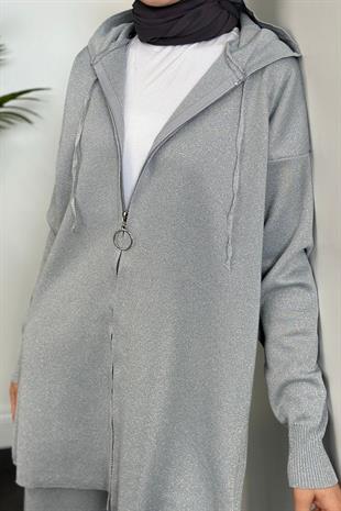 Nora Simli Fermuarlı Takım Gri