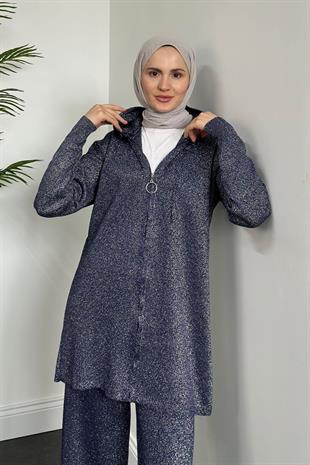 Nora Simli Fermuarlı Takım Lacivert