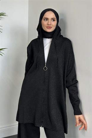 Nora Simli Fermuarlı Takım Siyah