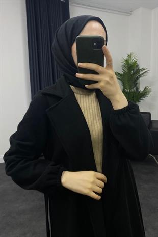 Noris Kolları Lastikli Kaban Siyah