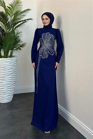 Nursema Taşlı Abiye Lacivert