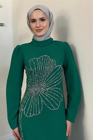 Nursema Taşlı Abiye Yeşil