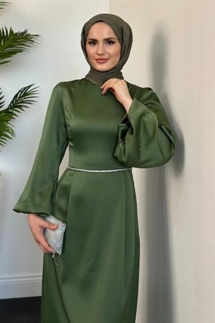 Nuvola Beli Taşlı Kalem Abiye Mint