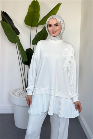 Odette Pilise Detay Takım Beyaz