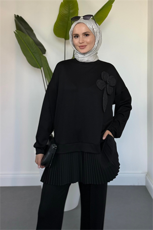 Odette Pilise Detay Takım Siyah