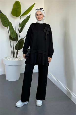 Odette Pilise Detay Takım Siyah