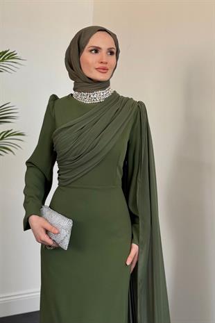 Olara Yandan Pelerinli Abiye Haki