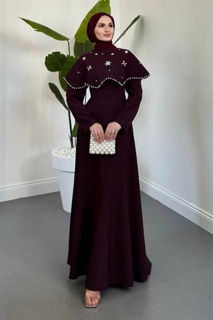 Olena Seyyar Pelerinli Abiye Mürdüm