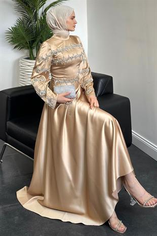 Onsra Taşlı Abiye Vizon