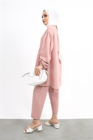 Önü Düğmeli Robadan Takım Pudra