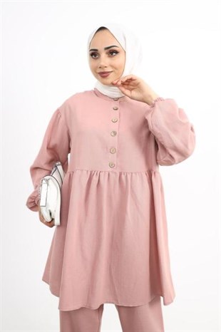 Önü Düğmeli Robadan Takım Pudra