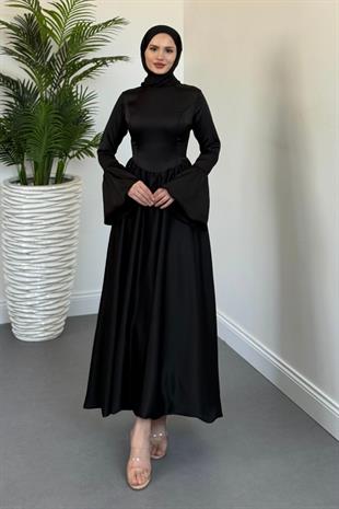 Orville Gold Kemerli Balon Etek Elbise Siyah(KEMERSİZDİR)