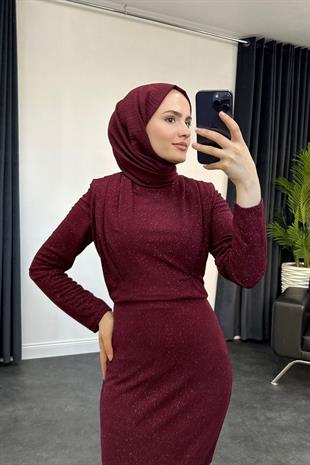 Penelope Simli Abiye Bordo
