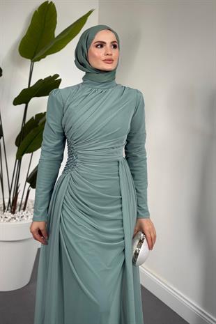 Perlina Yandan İncili Abiye Mint