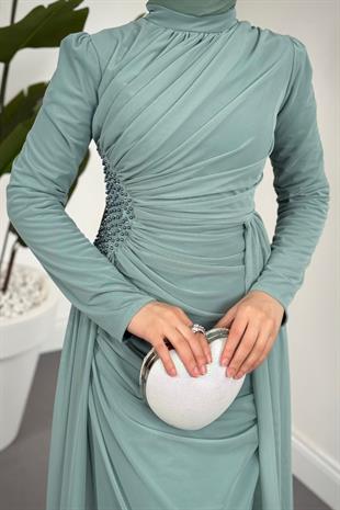 Perlina Yandan İncili Abiye Mint