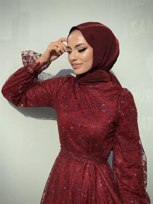 Petra Simli Abiye Bordo