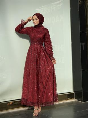 Petra Simli Abiye Bordo