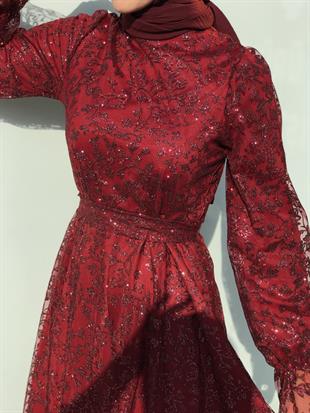 Petra Simli Abiye Bordo