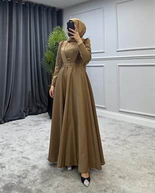 Polina Tesettür Abiye Gold