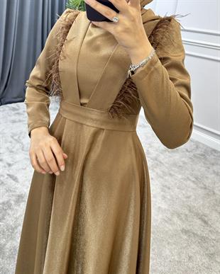 Polina Tesettür Abiye Gold