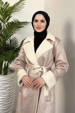 Rima İçi Yünlü Kaşe Kaban Vizon