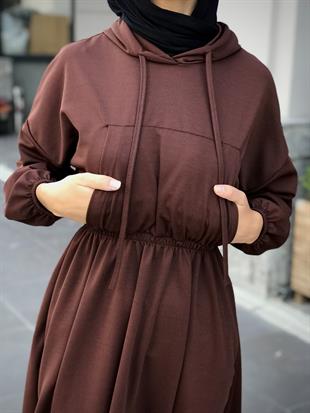 Rio Önü Cepli Elbise Kahverengi