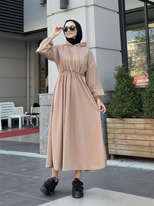 Rio Önü Cepli Elbise Krem