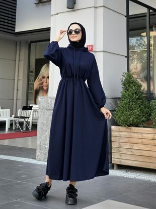 Rio Önü Cepli Elbise Lacivert