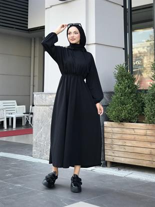 Rio Önü Cepli Elbise Siyah