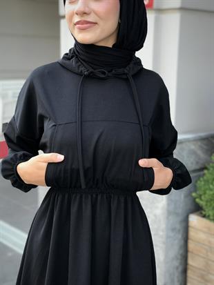 Rio Önü Cepli Elbise Siyah