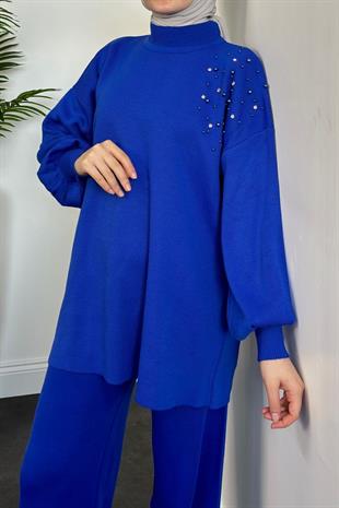 Rosa İncili Triko Takım Sax