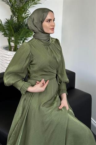 Rovena Yandan Bağlamalı Abiye Haki