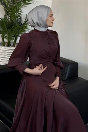 Rovena Yandan Bağlamalı Abiye Kahverengi