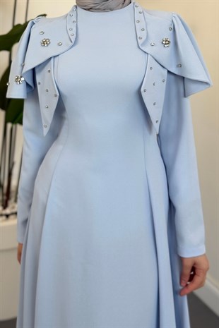 Roxana Taşlı Krep Abiye Bebe Mavisi